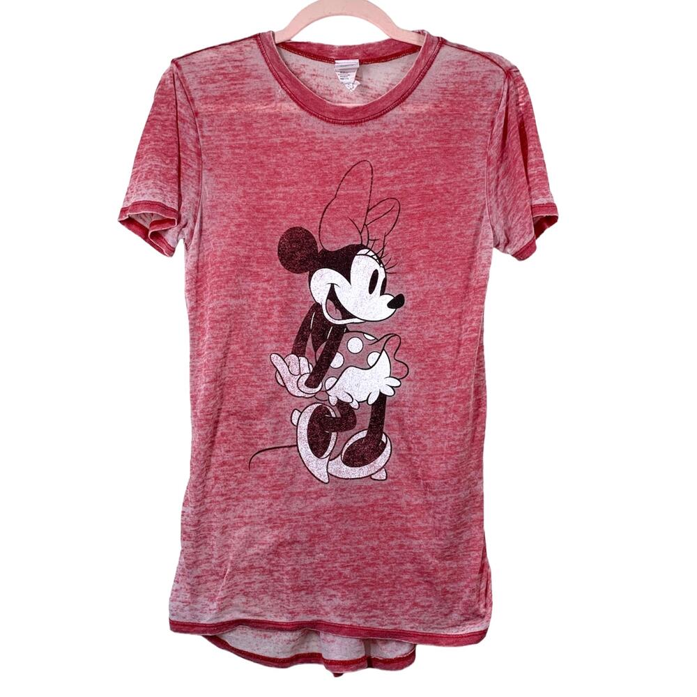 DISNEY Minnie Mouse Red Burnout Graphic Short Sleeve T-shirt XS